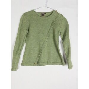 J Mclaughlin Sweater Womens M Green‎ Italian Merino Wool Pullover Solid Knit
